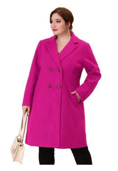 NOTCHED LAPEL WINTER WARM DOUBLE BREASTED LONG COAT