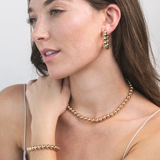 Large Ball Necklace, Gold / Gold, alternate image number 1