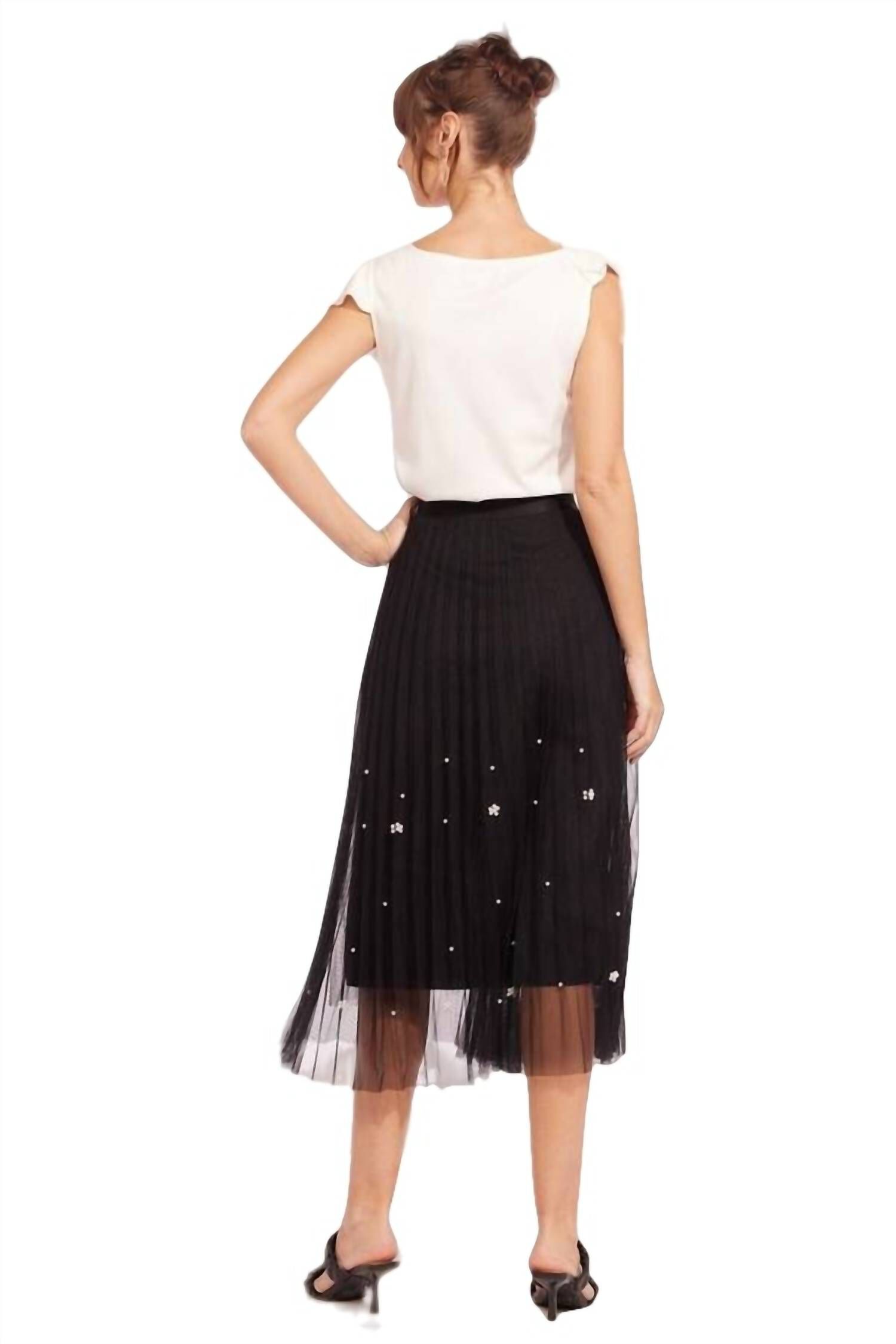 LILA PEARL TULLE SKIRT IN BLACK, , alternate image number 3