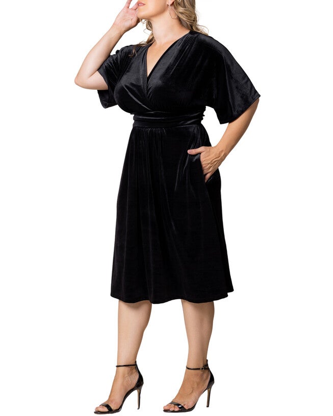 ANGELIC VELVET COCKTAIL DRESS, ONYX / Black, alternate image number 3