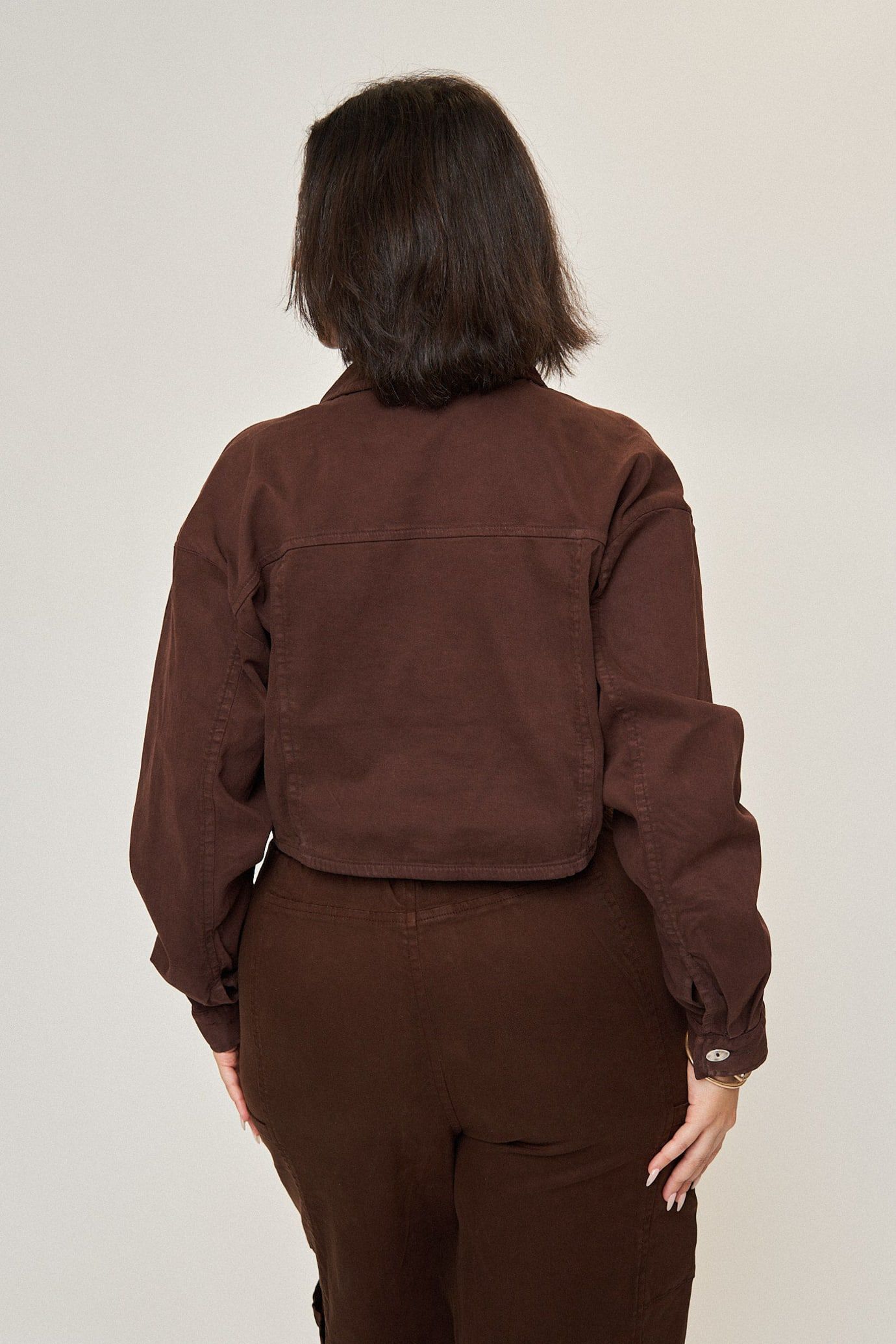 Drew Cotton Tencel Crop Jacket, Espresso / Brown, alternate image number 4