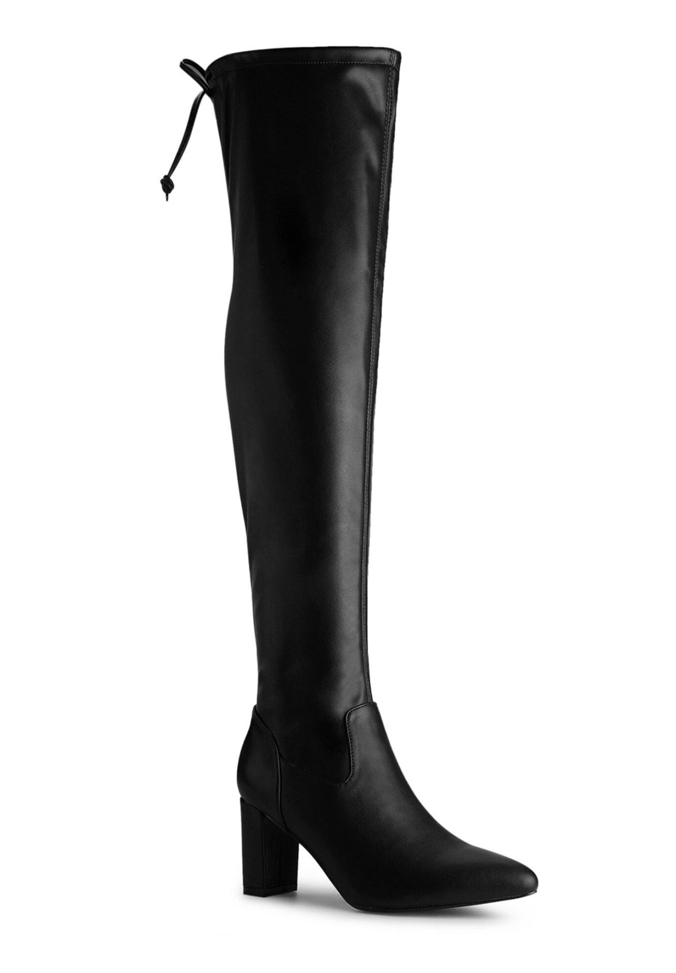 Thigh High Boot Block Heels Over The Knee High Boots, Black / Black, hi-res image number 0