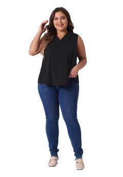 V Neck Sleeveless Blouses Casual Tank Top