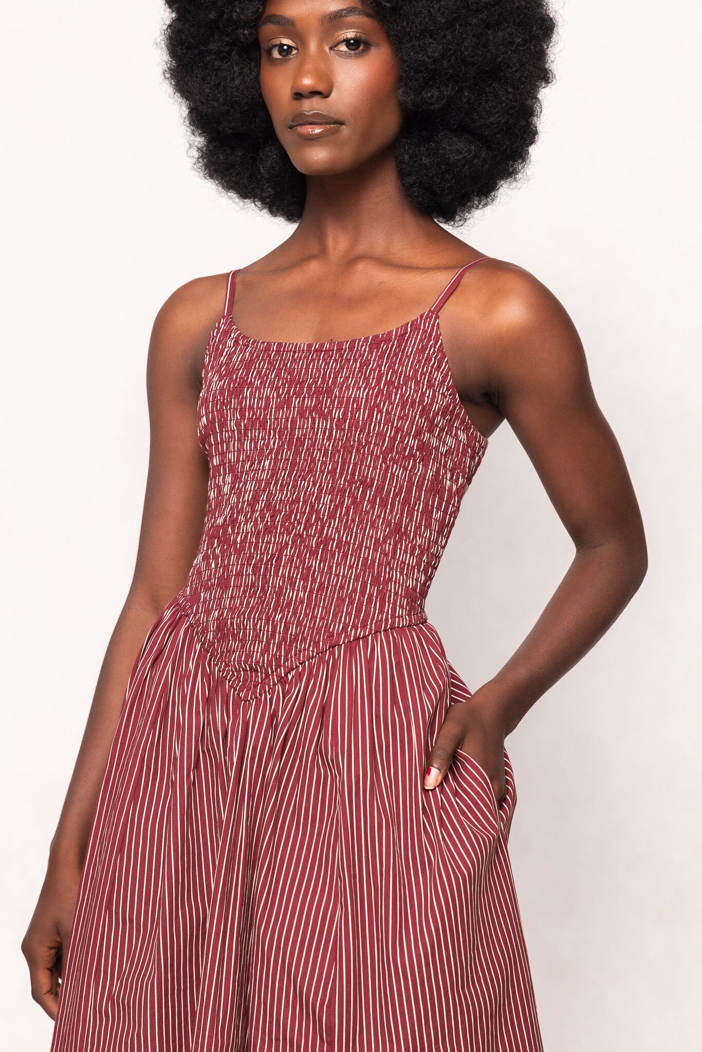Maxwell Dress, Burgundy Pinstripe / Burgundy, alternate image number 4