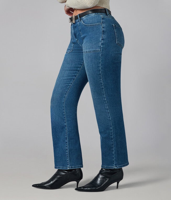 BILLIE-DIS2 High Rise Bootcut Jeans, Dim Sky / Dusty Blue, alternate image number 1