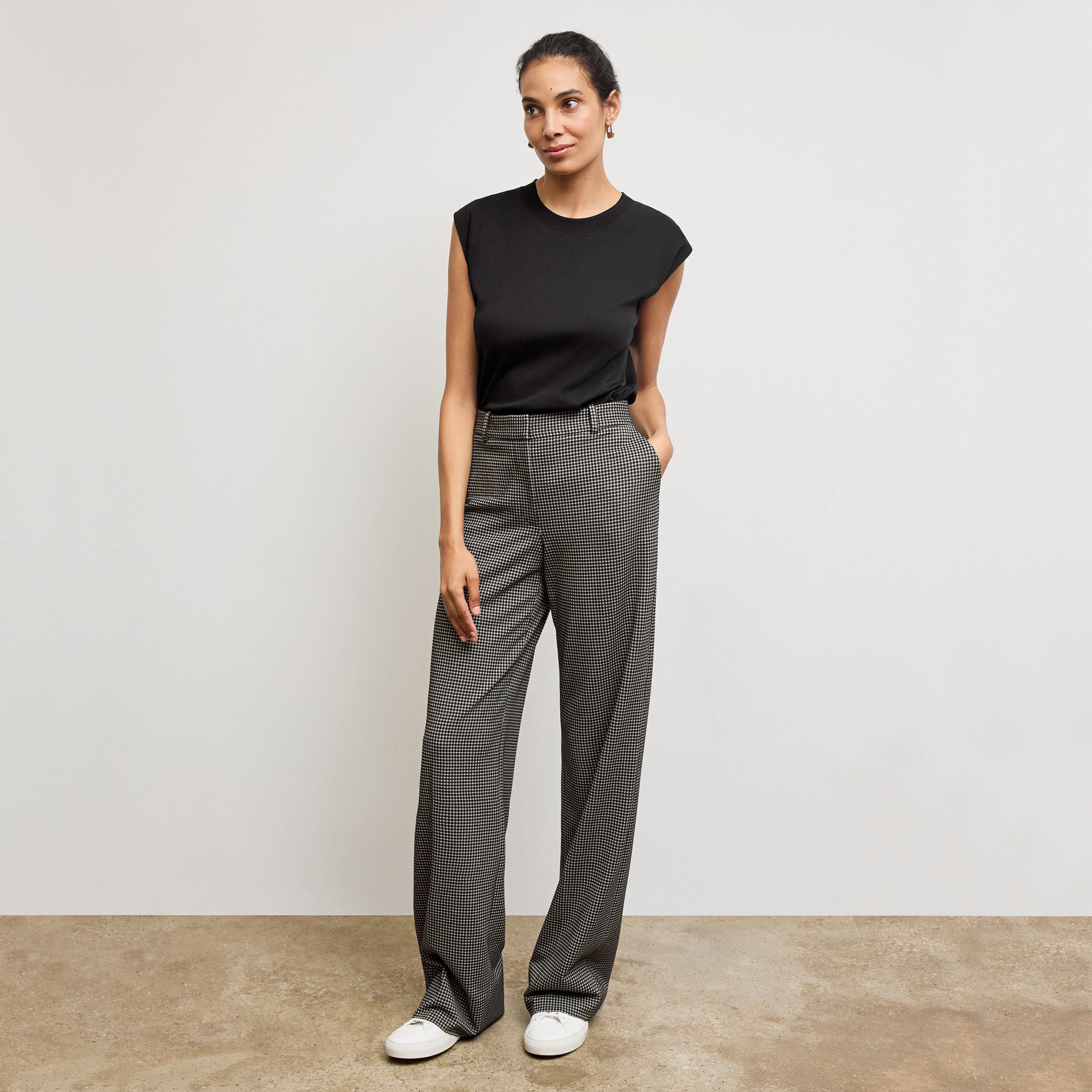 Alina Muscle Tee - Organic Pima Cotton, Black / Black, alternate image number 3