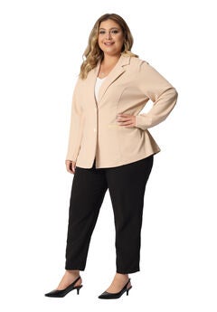 NOTCHED LAPEL V NECK WORK SUIT BLAZER