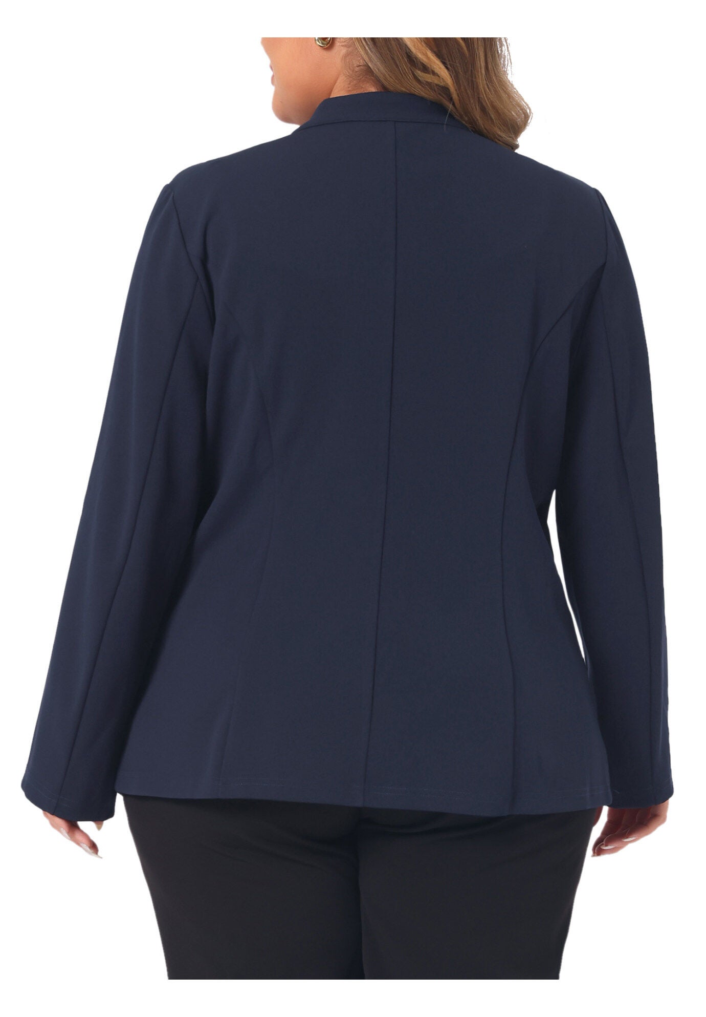 OFFICE WORK BUTTON LONG SLEEVE BLACK BLAZER, Navy Blue / Navy, alternate image number 3