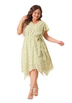 Ruffle Asymmetric High Low Midi Floral Dress
