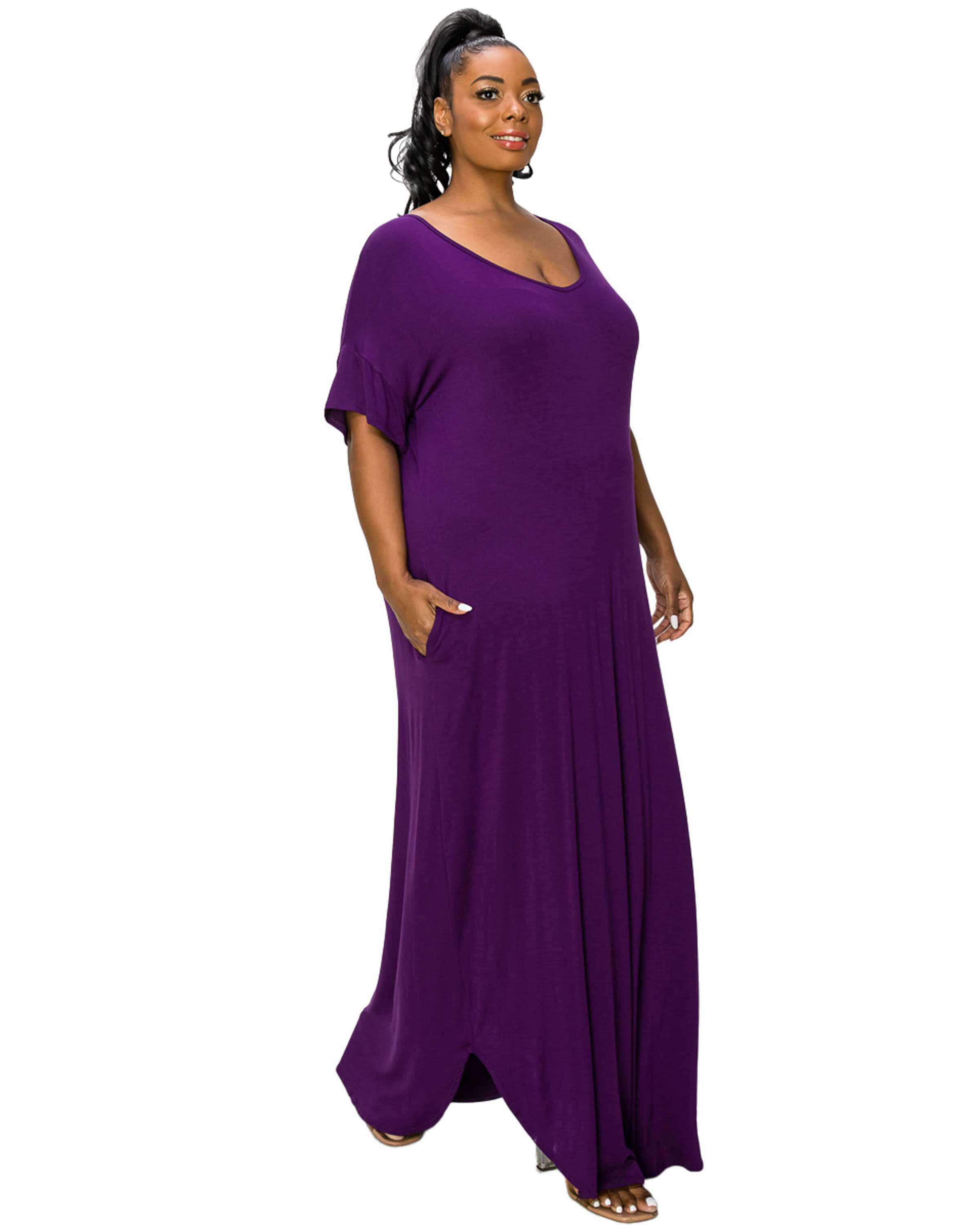 Scarlett Pocket Maxi Dress, Eggplant / Purple, alternate image number 1