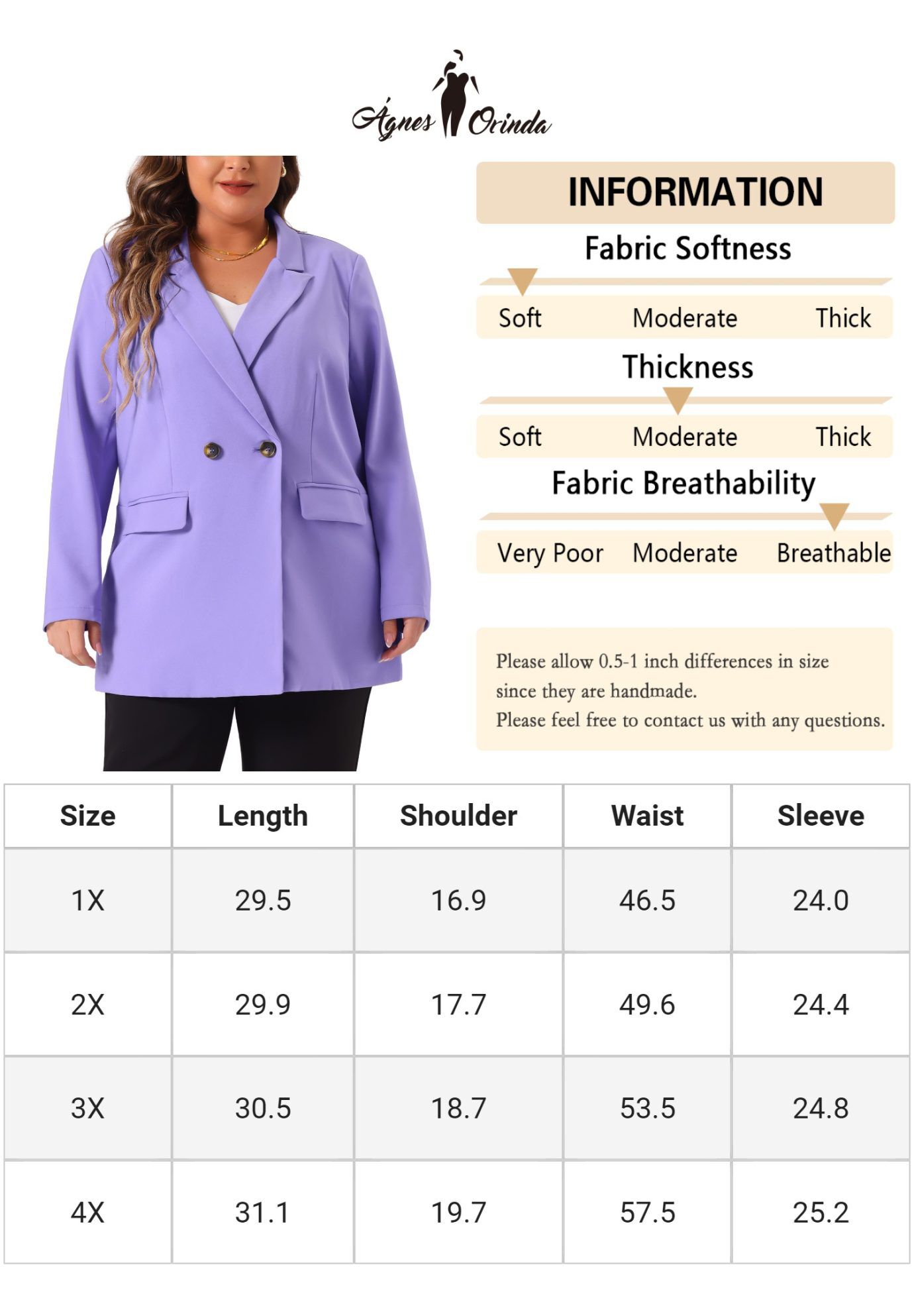 LAPEL BUTTON OFFICE WORK BLAZER, Purple / Purple, alternate image number 4