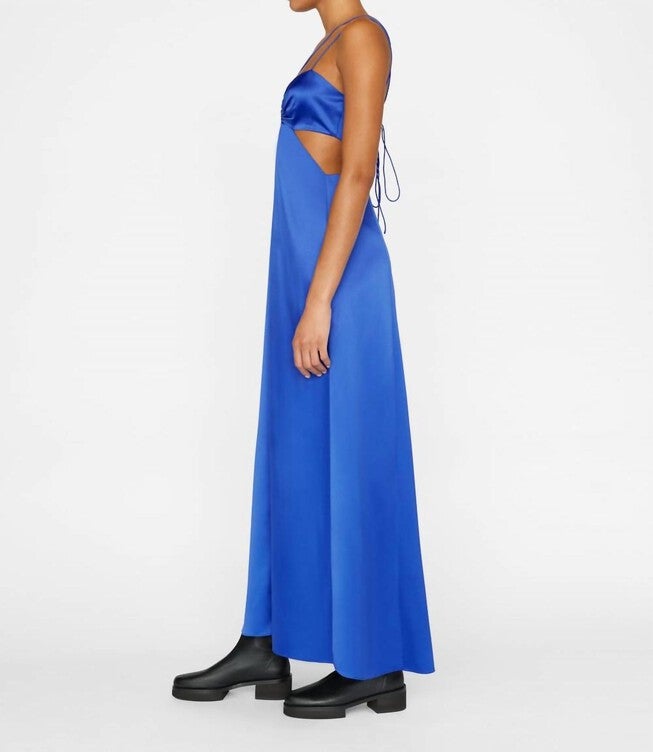 DELICATE TIE KEYHOLE DRESS IN ULTRAMARINE, Ultramarine / Royal Blue, alternate image number null