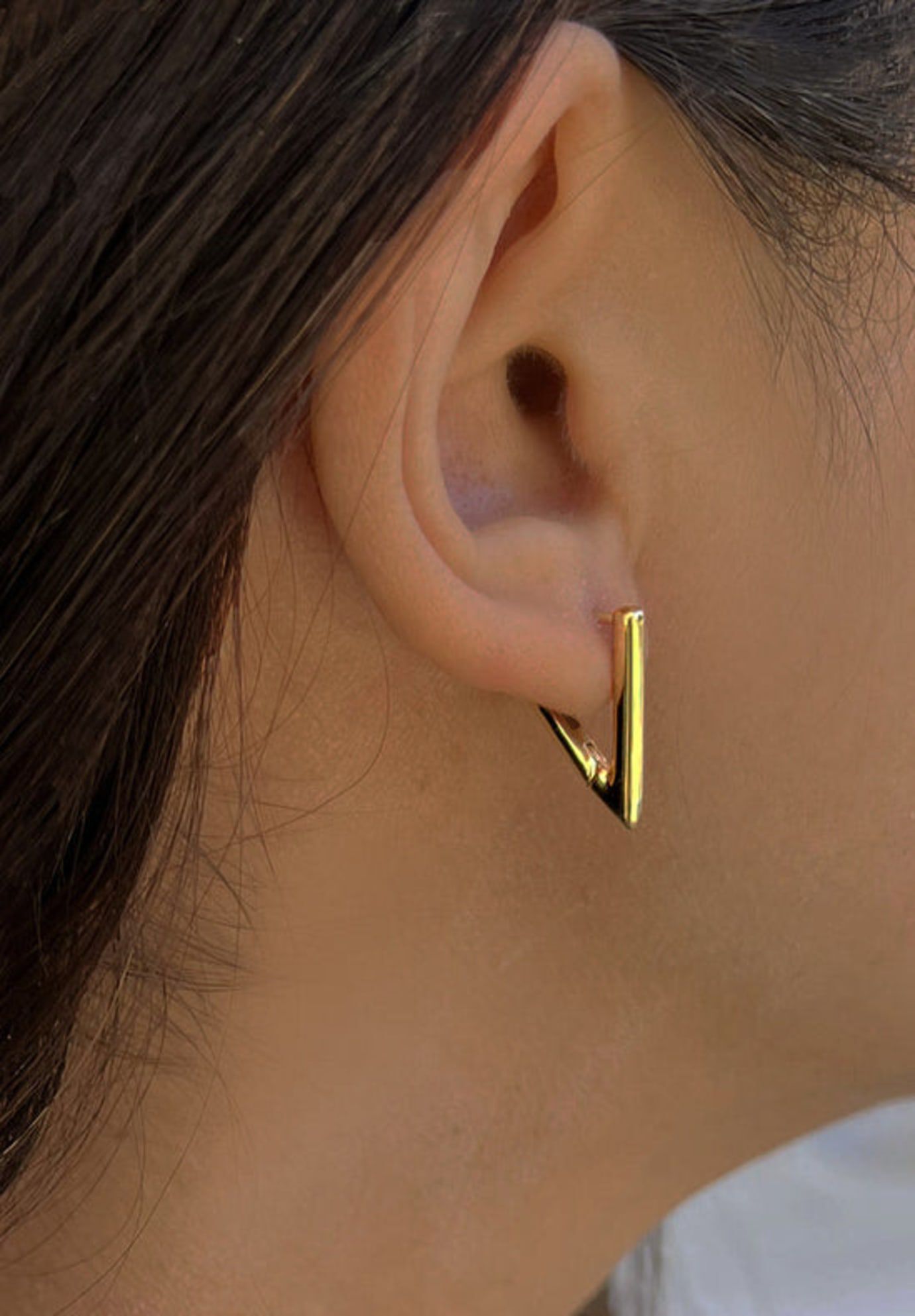 ACHIEVE Triangle Huggie Earring | Single Earring, Gold / Gold, alternate image number 1
