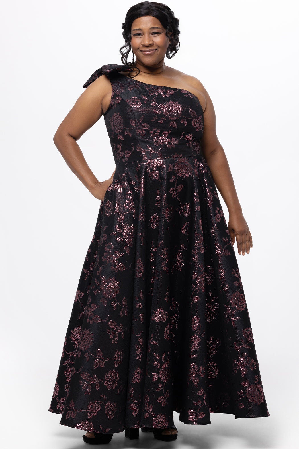 MIDNIGHT BLOOMS MAXI DRESS, RoseBlack / Black, hi-res image number 0