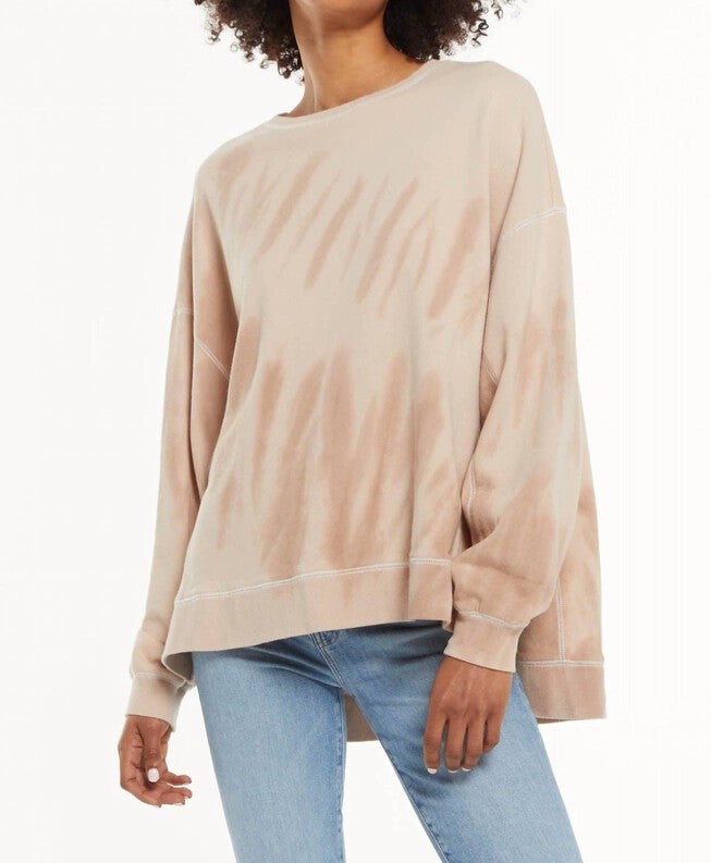 BILOXI OVERSIZED PULLOVER IN NATURAL TIE DYE, Natural Tie Dye / Beige, hi-res image number 0