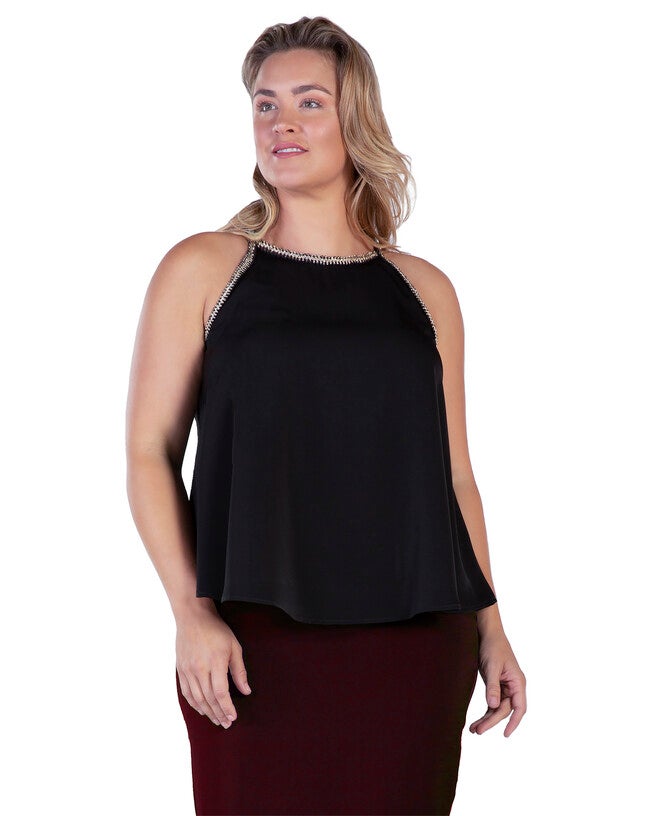 Ara Womens Plus Size Gold Trim Tank Top, , alternate image number null
