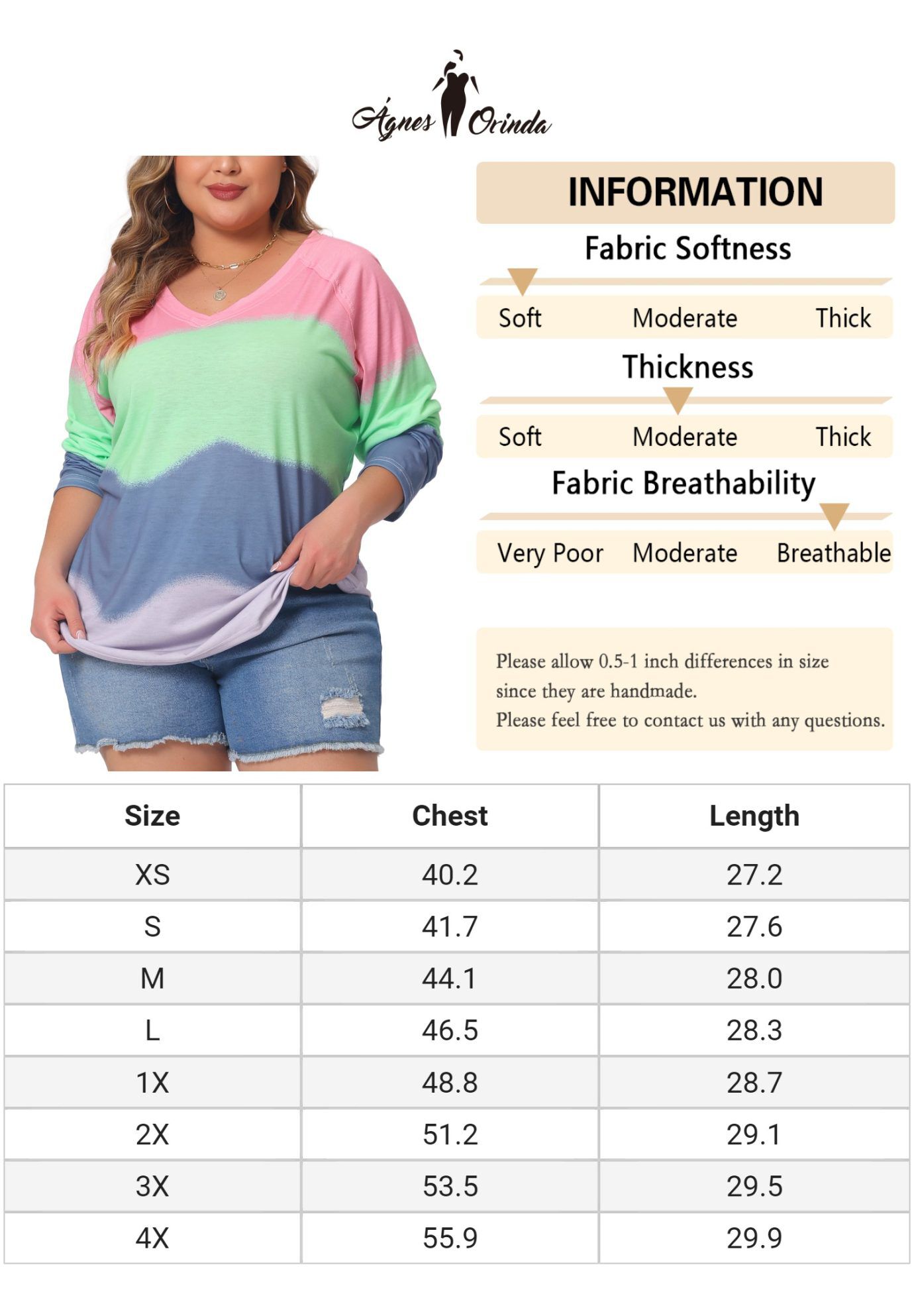 Casual Summer V Neck Tie Dye T-Shirt, Pink / Pink, alternate image number 4