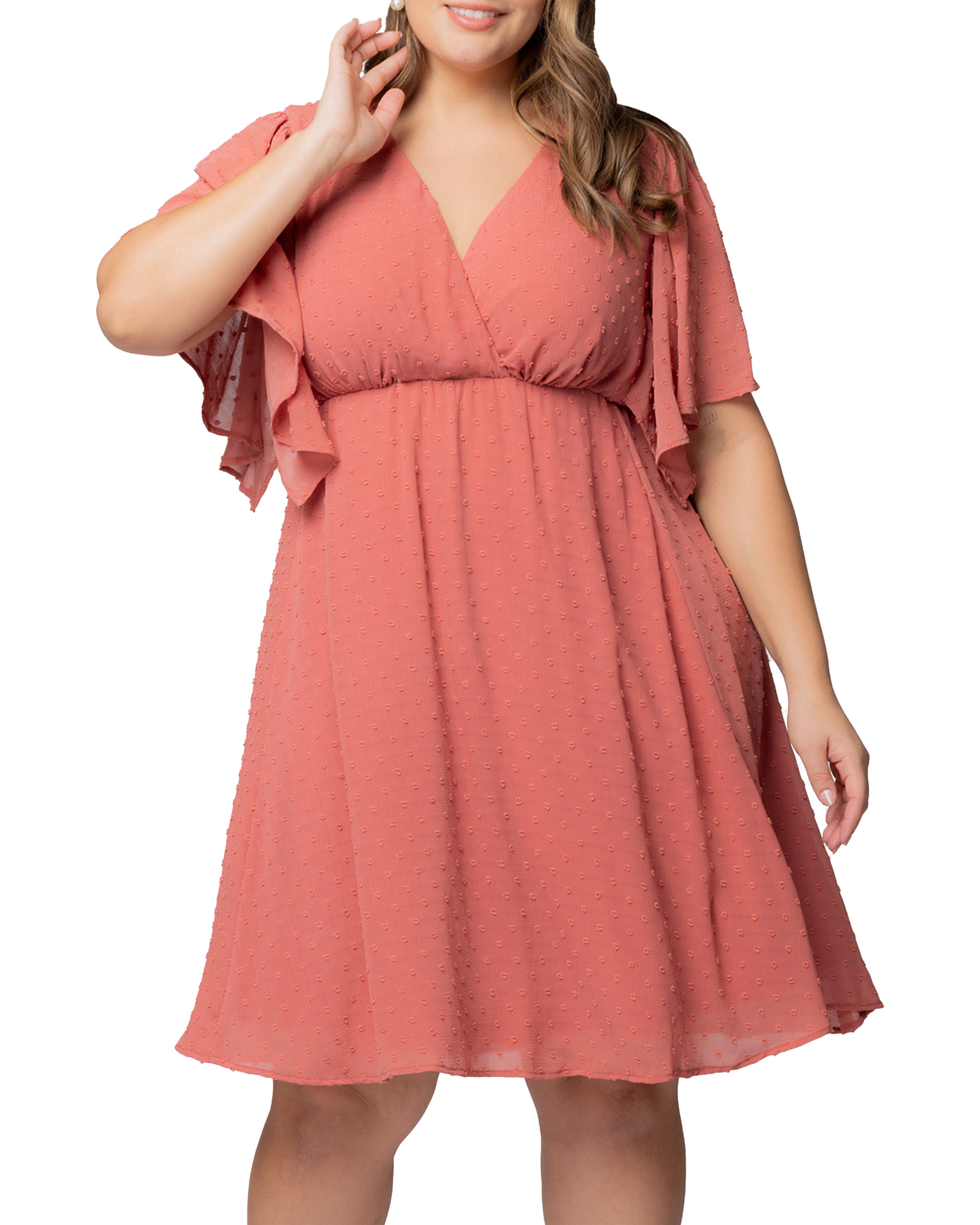 Florence Flutter Sleeve Dress, PEACHY KEEN / Peach, alternate image number 2