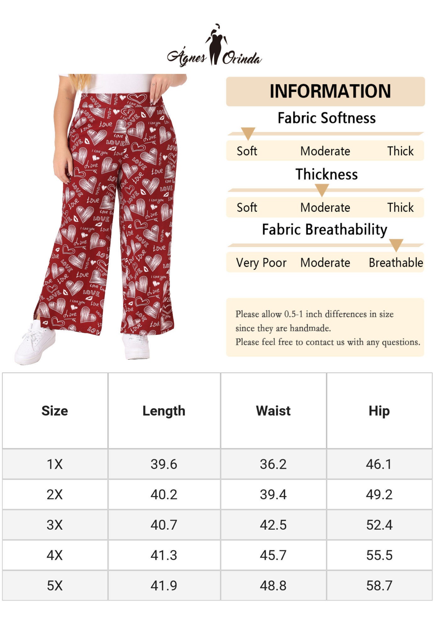 POLKA DOTS ELASTIC WAIST WIDE LEG OVERSIZE PALAZZO PANTS, Red / Red, alternate image number 4