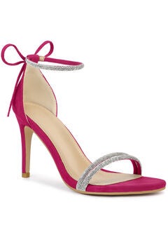 Rhinestone Ankle Tie Stiletto Heels Sandals