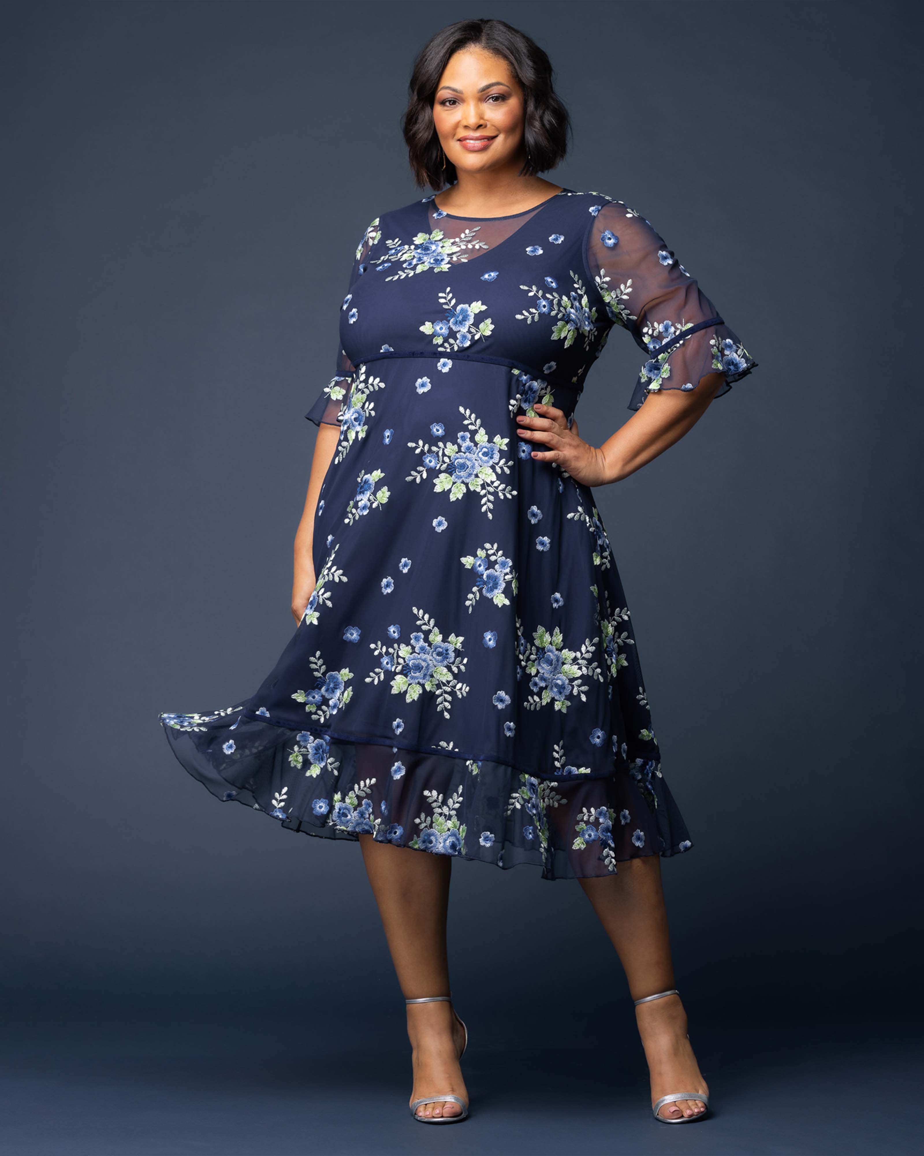 Plus size embroidered dress on sale