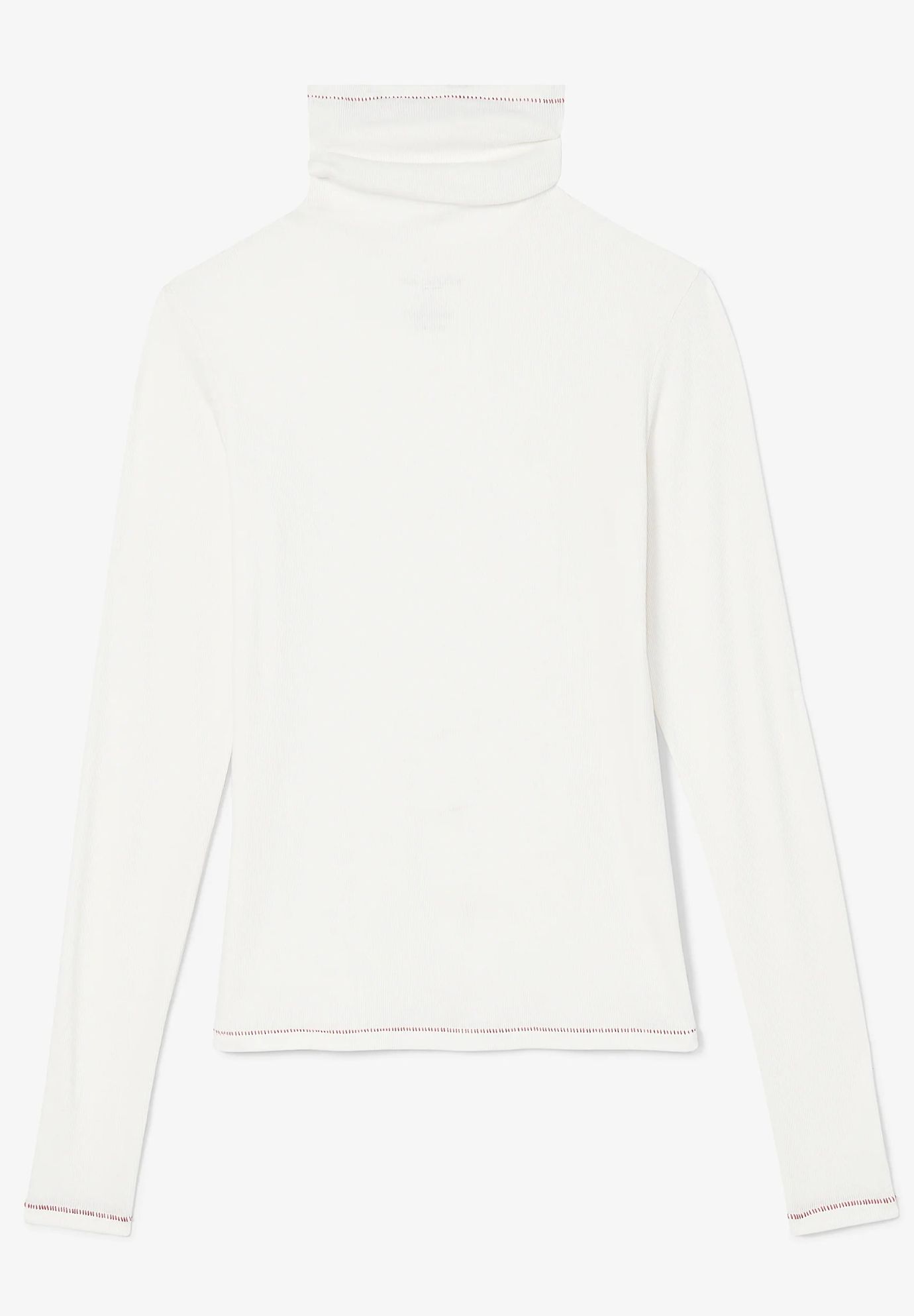 Axam Layering Turtleneck - Contrast Organic Ribbed Pima Cotton, IvoryRed / White, alternate image number 6