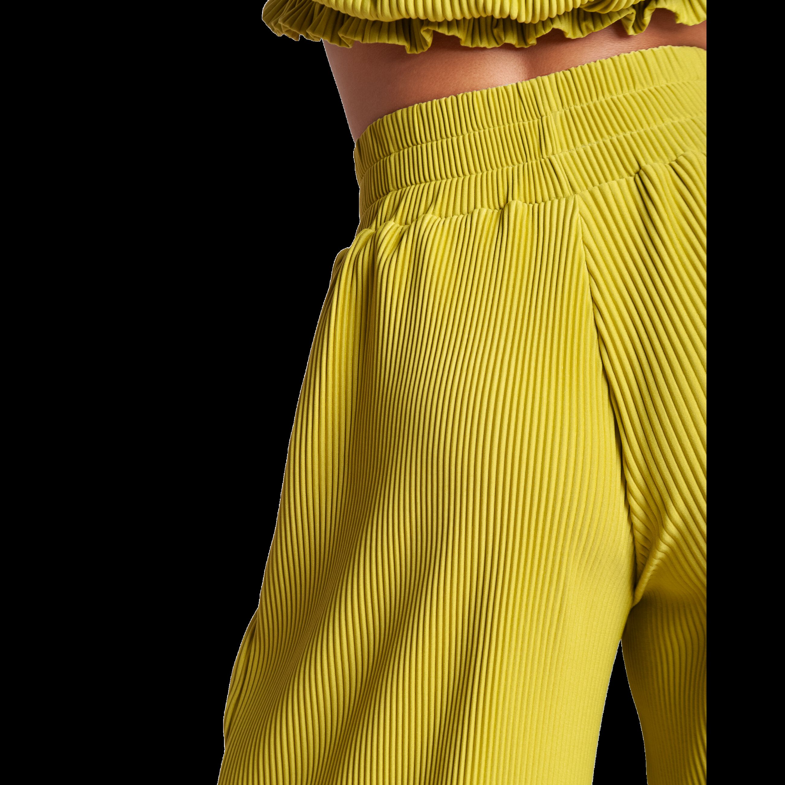 High Waisted Pleated Wide Leg Pants, Lime / Light Green, alternate image number 4