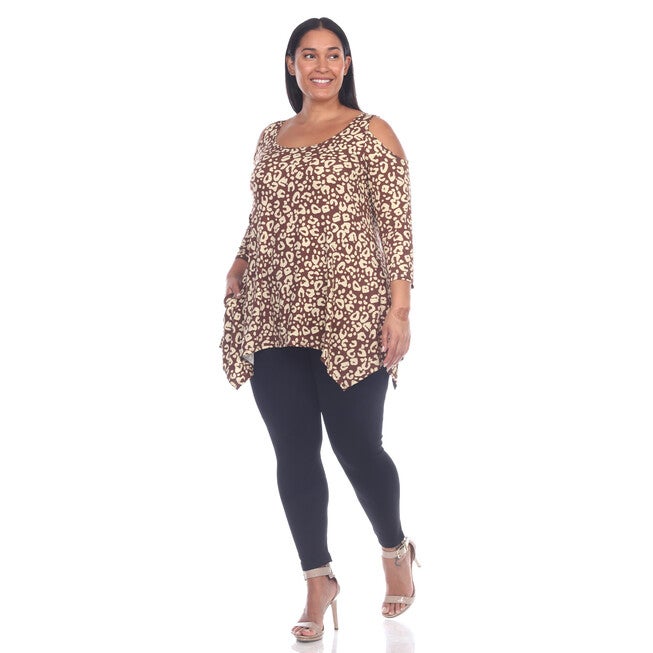 Leopard Cold Shoulder Tunic Top, , alternate image number 8