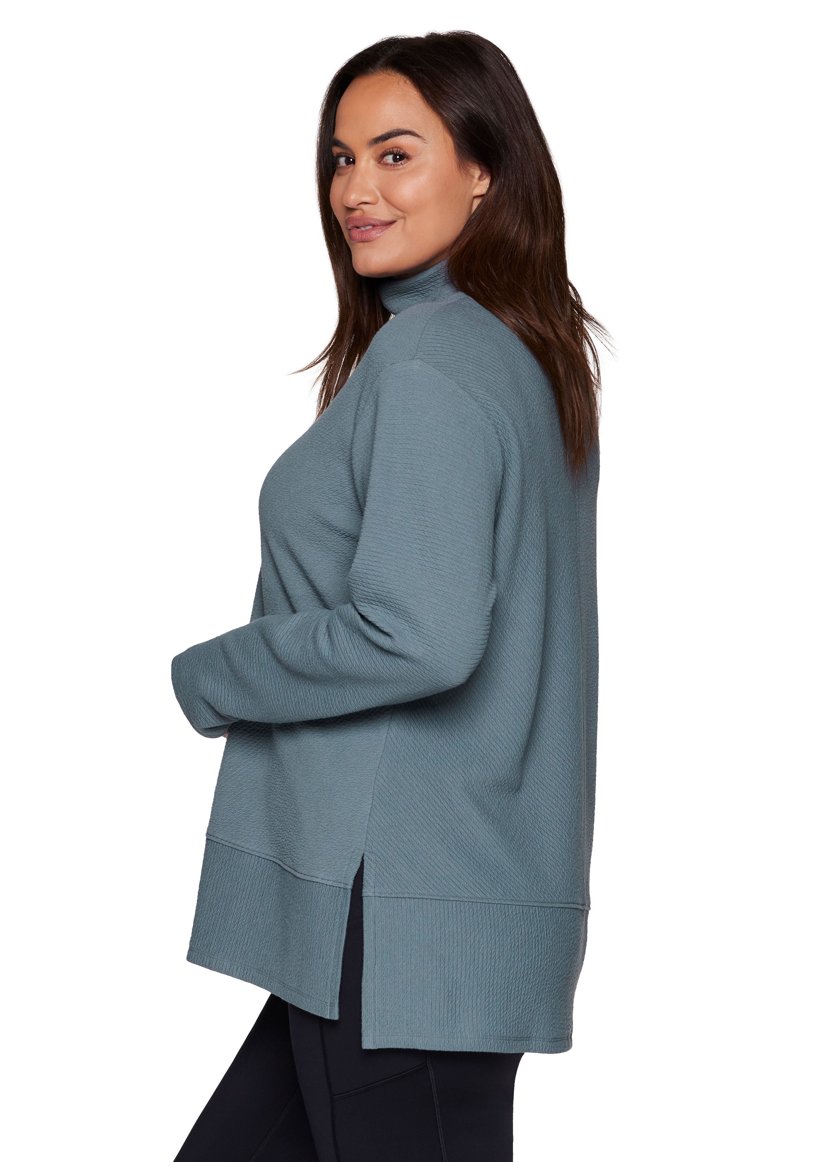 Studio Jacquard Mock Neck Pullover, BlueGreen / Light Green, alternate image number 4