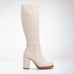 ALIZE - BEIGE WIDE CALF PLATFORM BOOTS