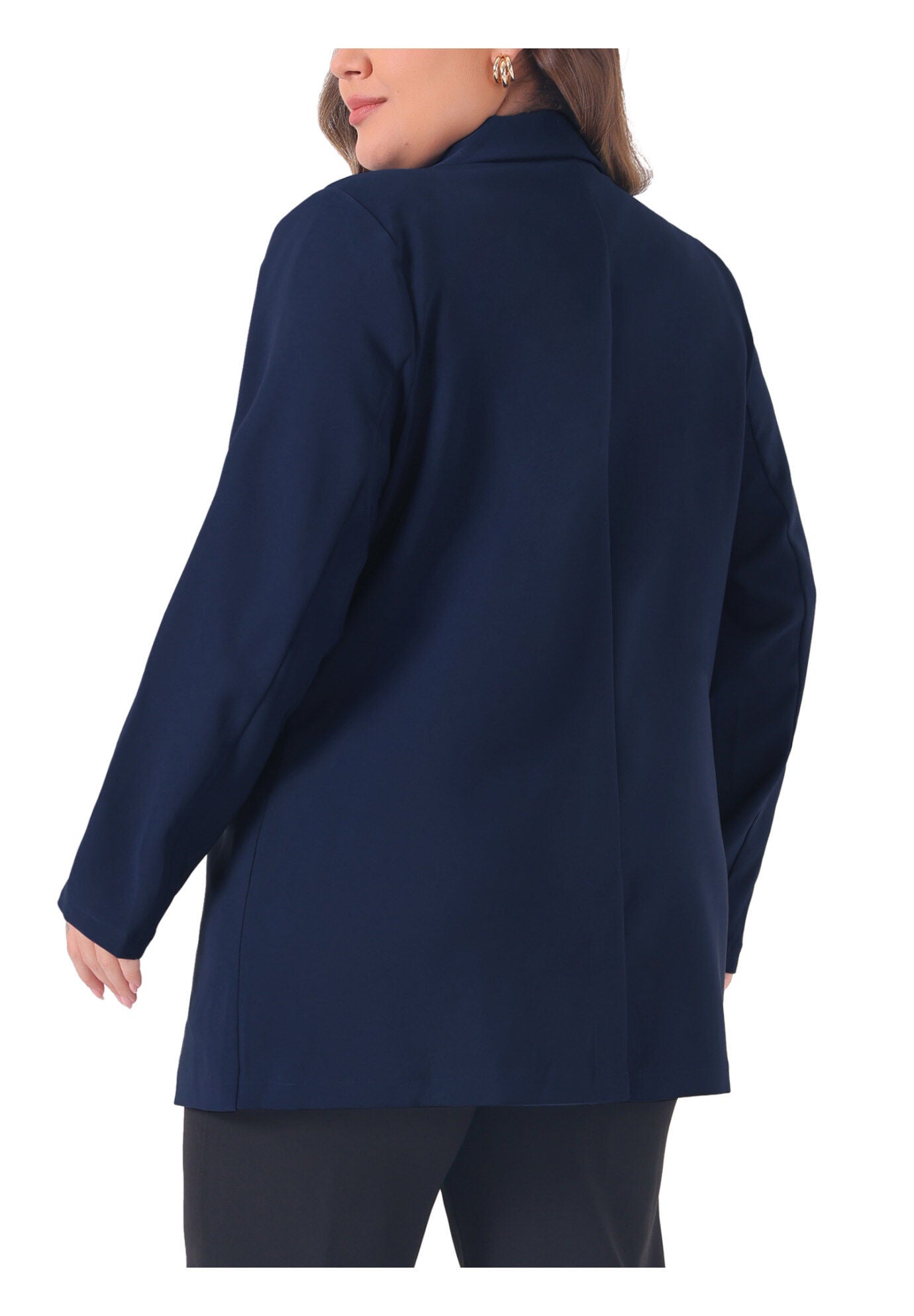 LAPEL BUTTON OFFICE WORK BLAZER, Navy Blue / Navy, alternate image number 2