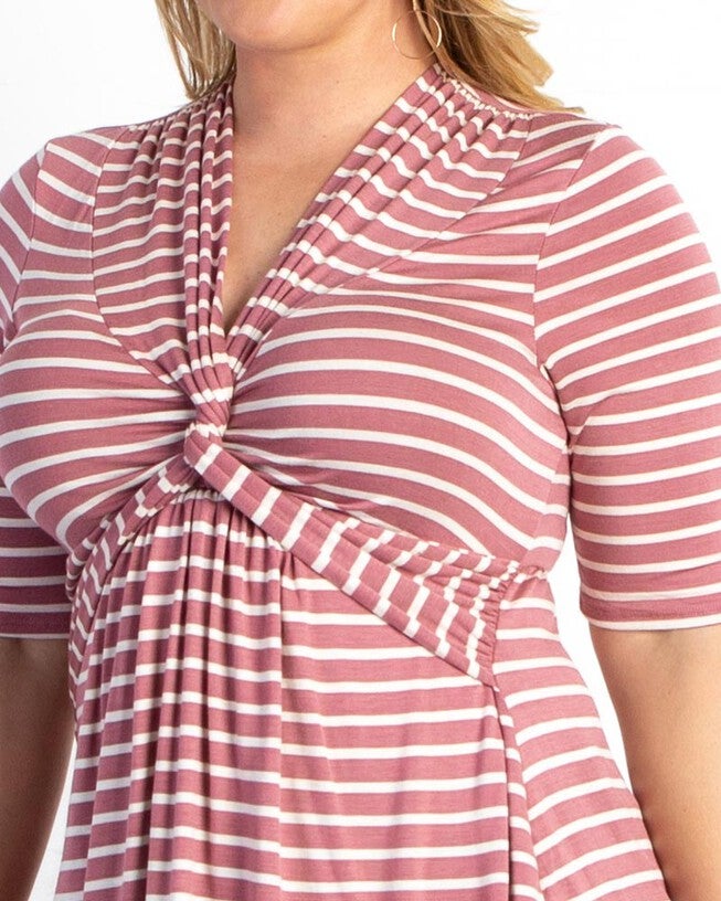 Ashton Twist Top, ROSY MAUVE STRIPES / Mauve, alternate image number 1