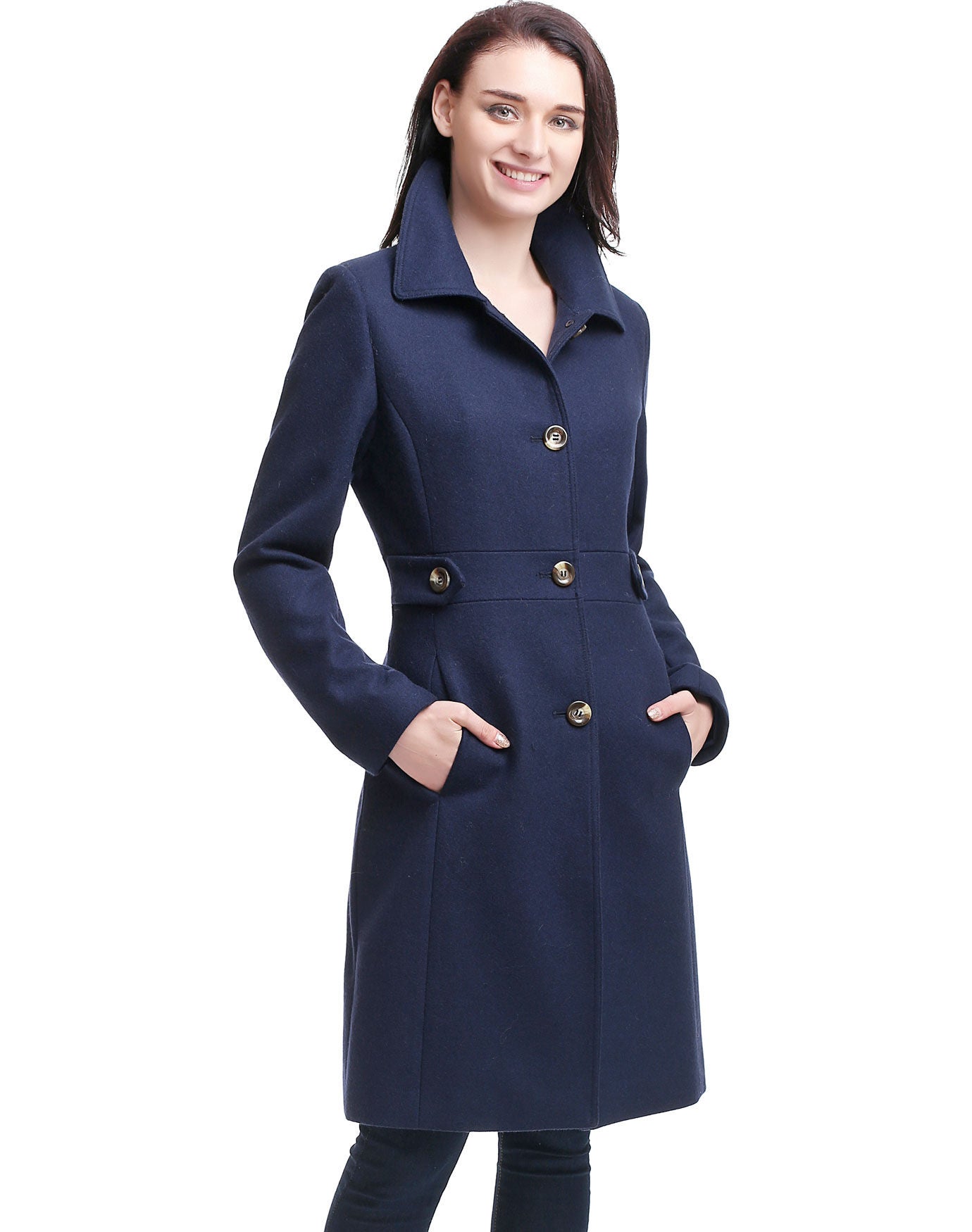 BGSD Women Heather Wool Blend Walking Coat, Navy / blue, alternate image number 2