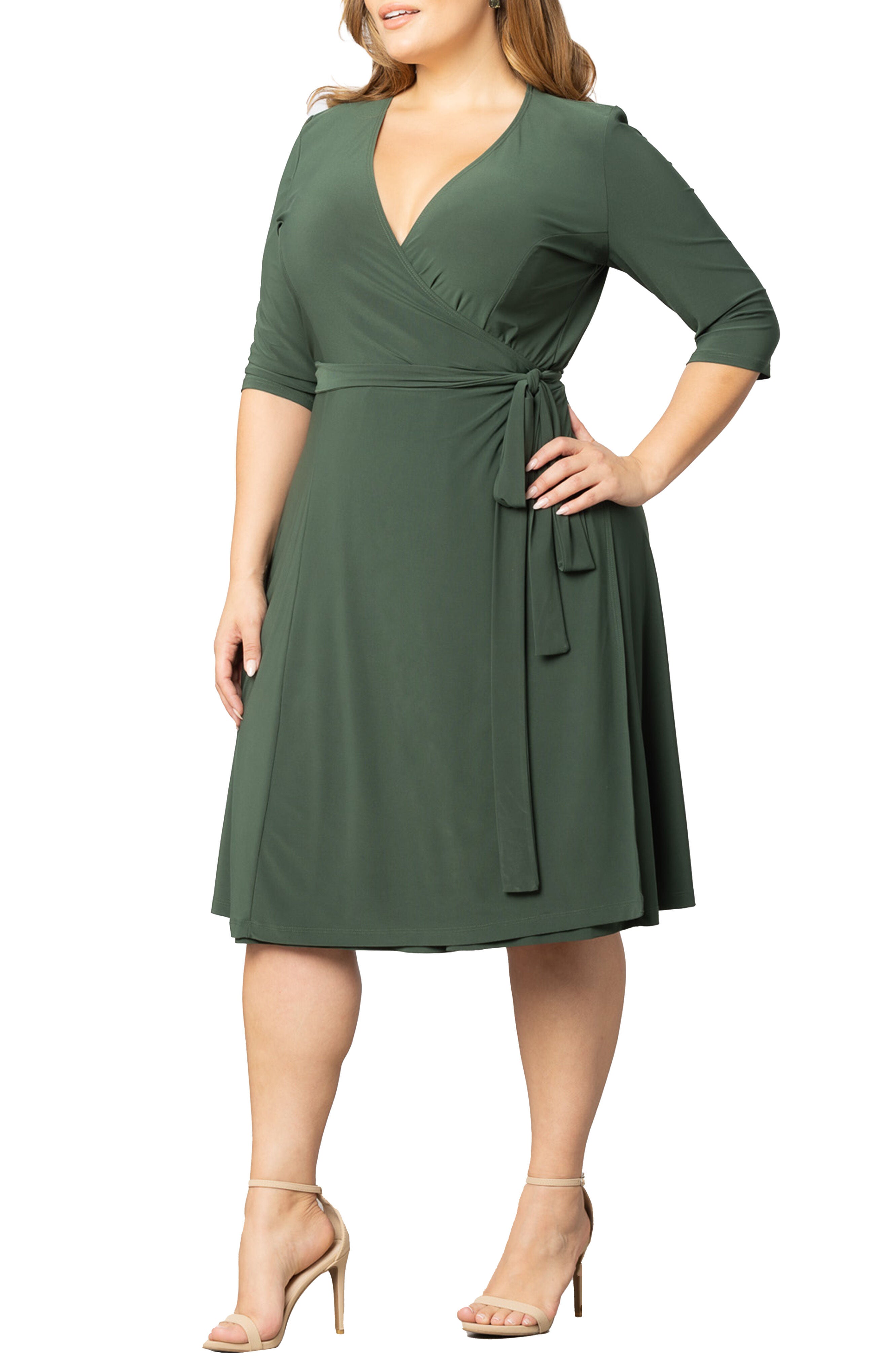 Essential Wrap Dress, OLIVE GREEN / Olive Green, alternate image number 1