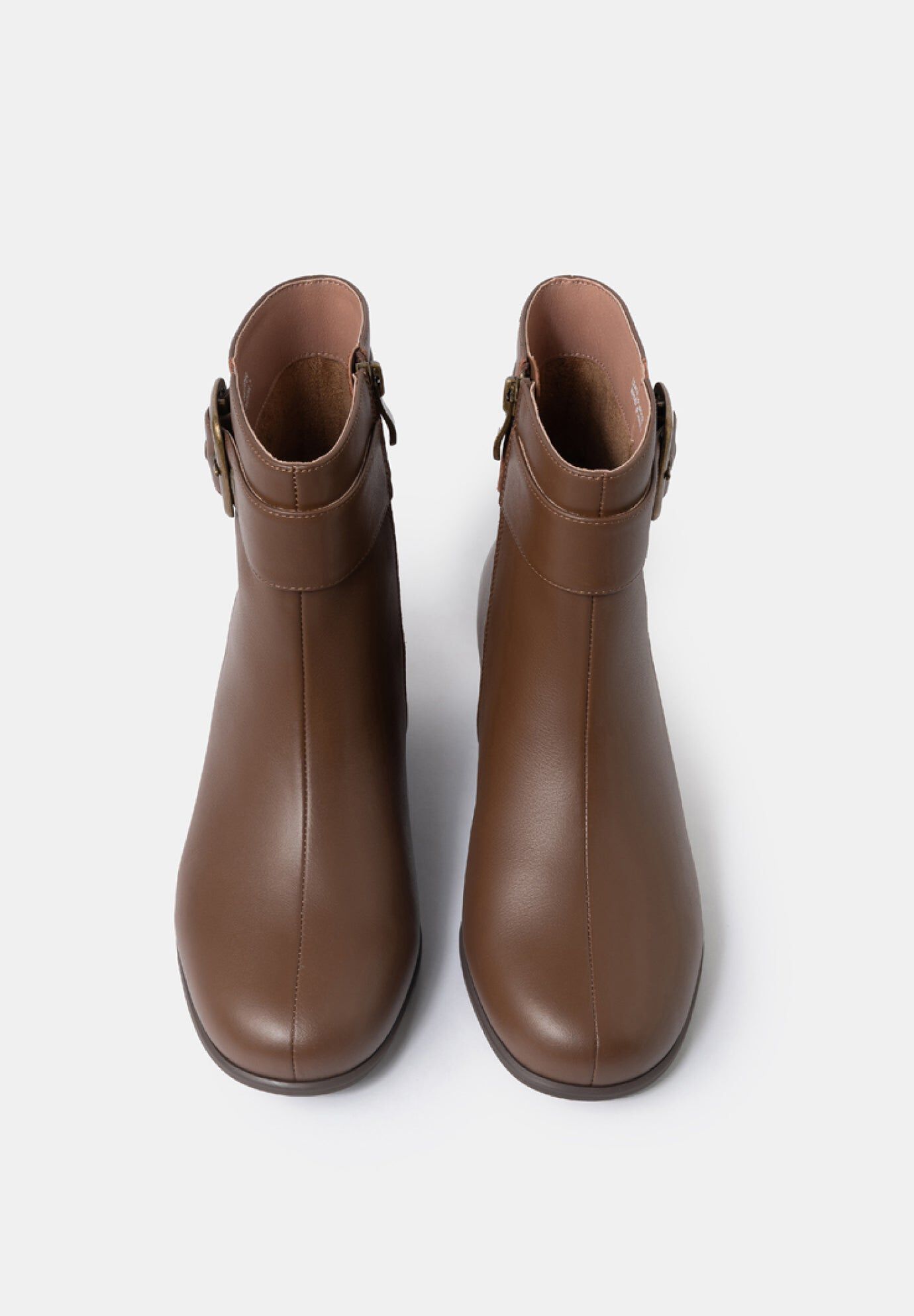 Zoe Mid Heel Buckle Booties, Brown Sugar / Brown, alternate image number 3