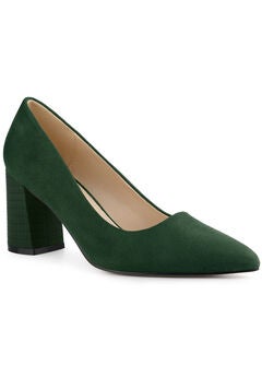 Pointy Toe Slip on Plaid Chunky Heel Dress Pumps