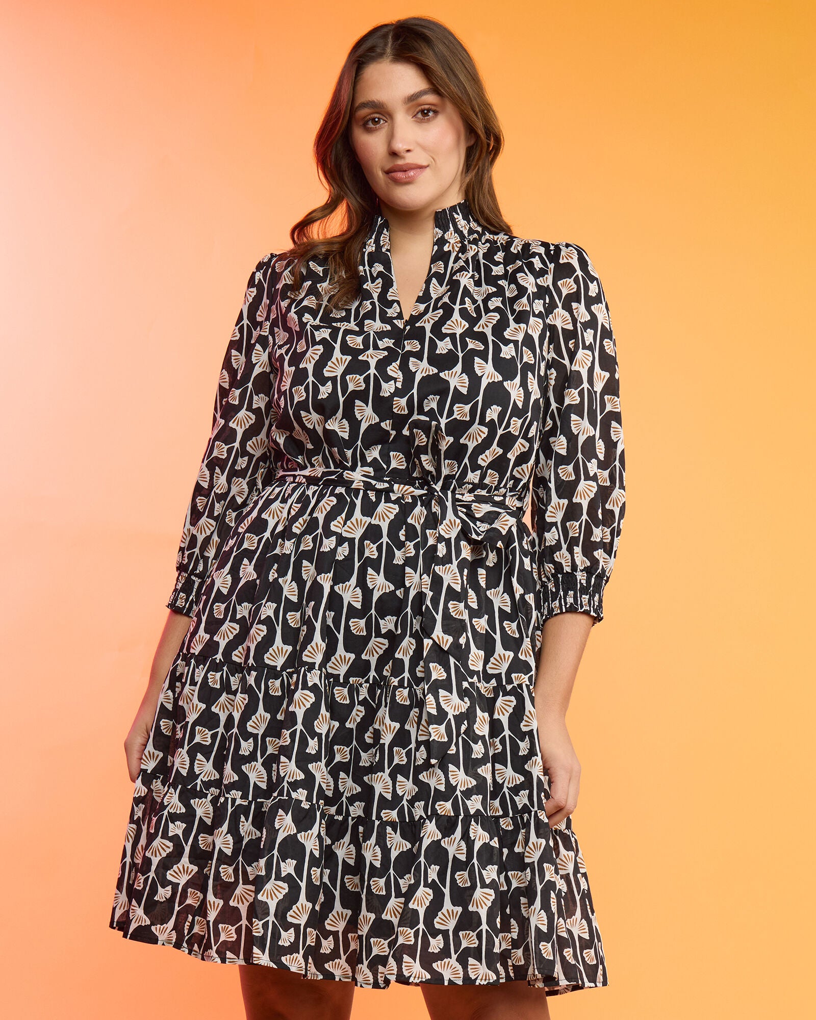 Sea Lily Dress, Print / Black, hi-res image number 0