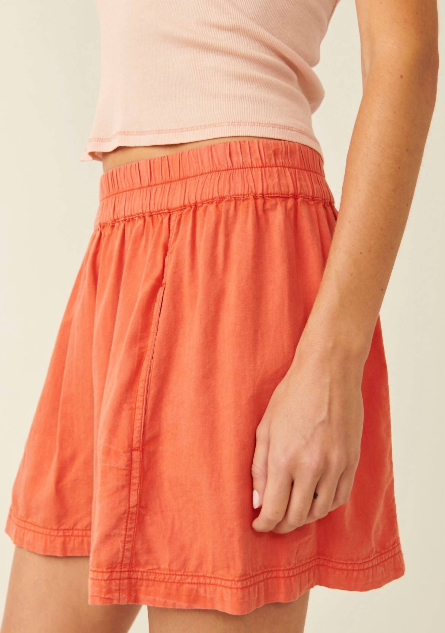 Poplin Pull On Short in Orange, , alternate image number 3