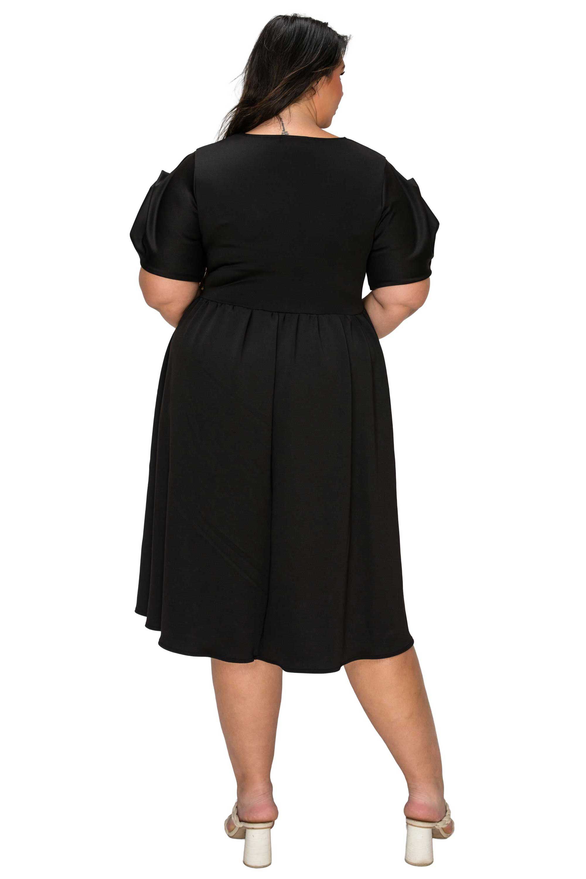 Rosie Florette Sleeve Midi Dress, Black / Black, alternate image number 2