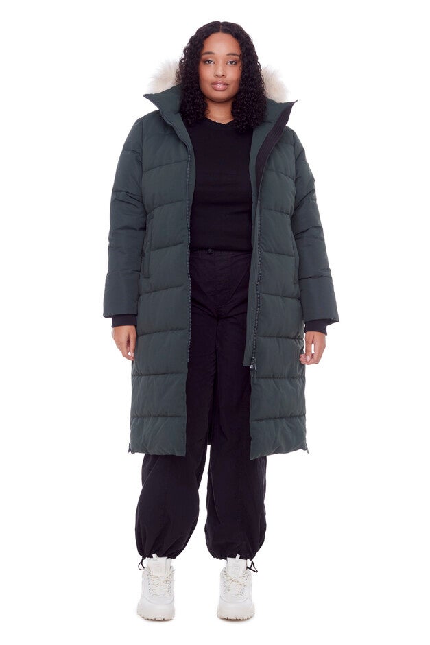 Women's Plus Size - KLUANE | Vegan Down Recycled Ultra Long Winter Parka, Water Repellent, Green / Quetzal Green, hi-res image number 0