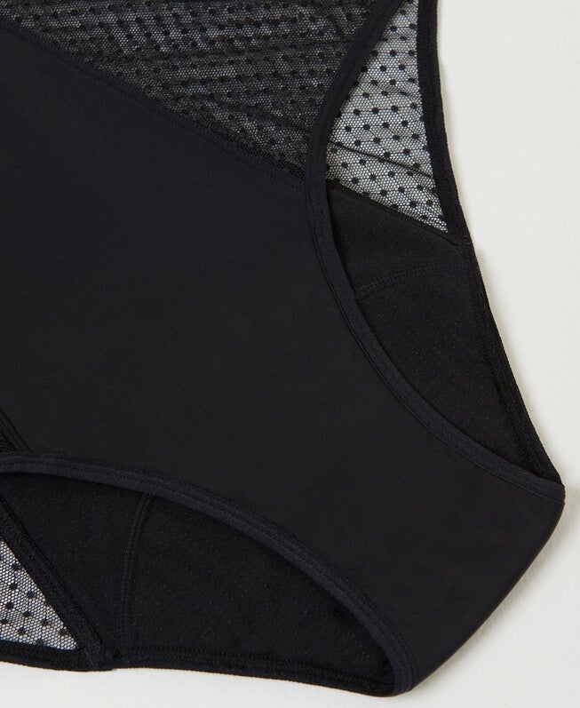Vintage style period proof underwear - 4 Tampon Absorption, Black / Black, alternate image number 2