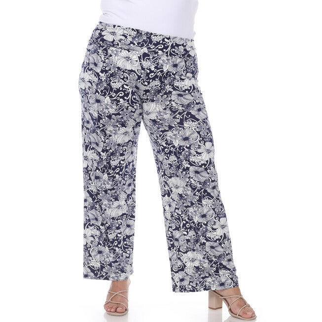Floral Paisley Palazzo Pants, Navy / Navy, alternate image number null