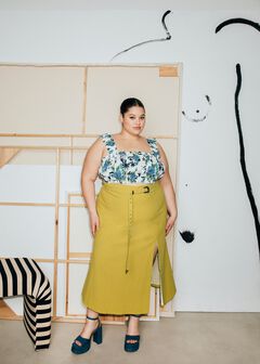 A-line Belted Midi Skirt