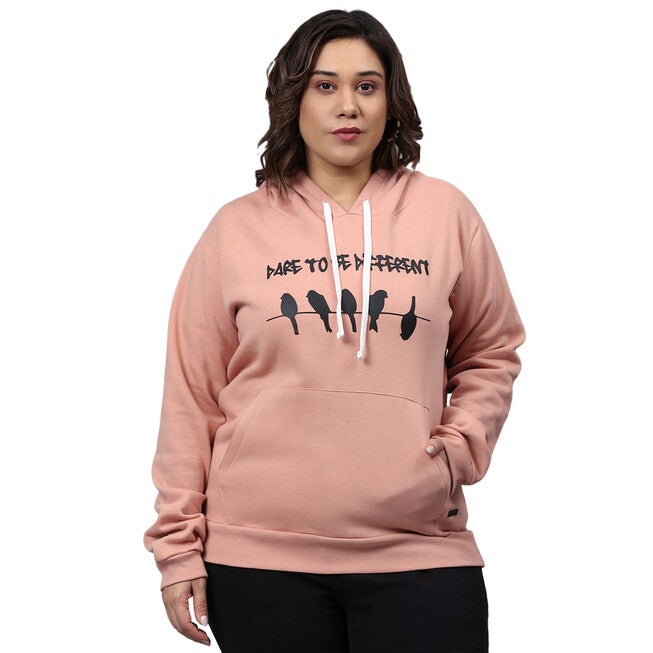 Peach Bird Motif Sweatshirt, Peach / Peach, hi-res image number null