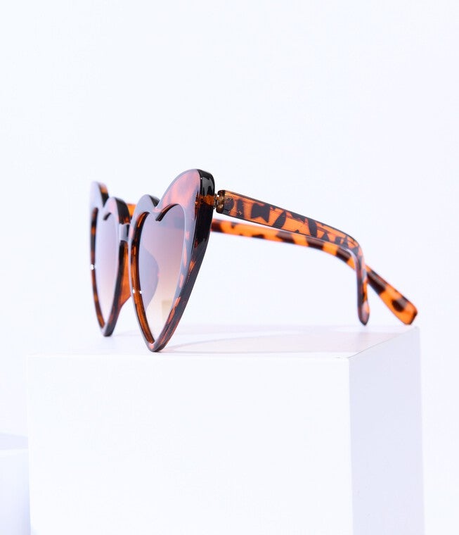 Unique Vintage Tortoise Heart Sunglasses, Tortoise / Brown, alternate image number null