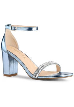 Rhinestone Ankle Strap Chunky Heels Sandals