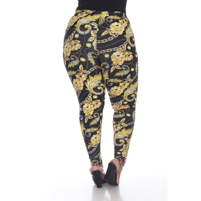 Printed Black Gold Leggings, Black Gold / Black, alternate image number null