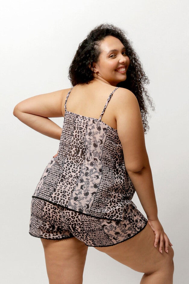 Paulina Shorts, Patchwork Animal Print / Tan, alternate image number 1