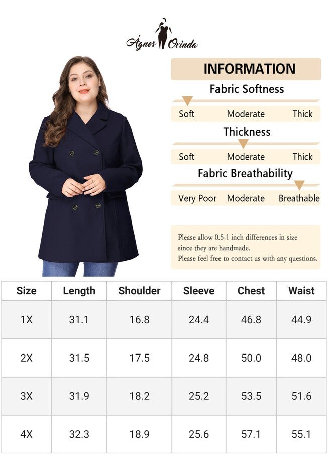 NOTCHED LAPEL DOUBLE BREASTED COAT, Dark Blue / Navy, alternate image number 4