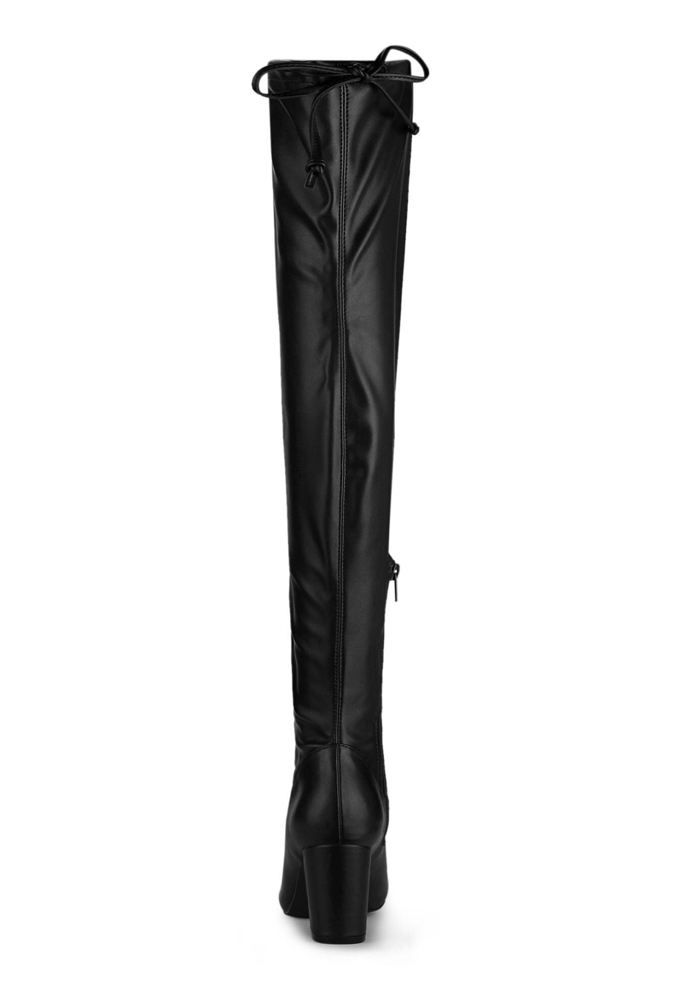 Thigh High Boot Block Heels Over The Knee High Boots, Black / Black, alternate image number 2